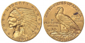 STATI UNITI D'AMERICA. 2 1/2 Dollari 1911. Au (17.5mm, 4.18g). Philadelphia. KM 128; Fr. 120. BB+