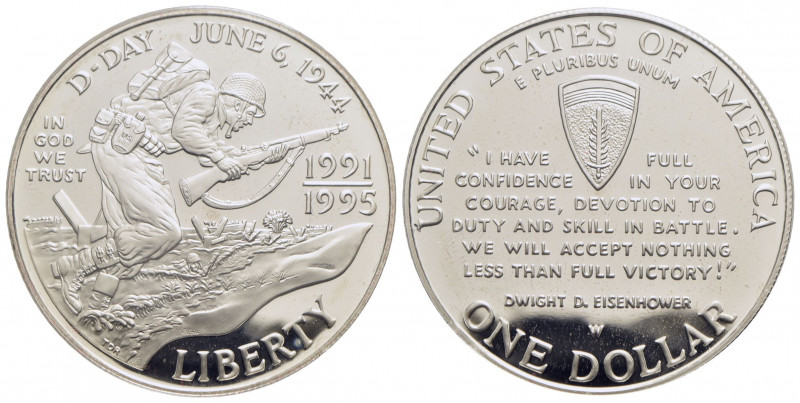 STATI UNITI D'AMERICA. Dollaro - 1993 W - II Guerra Mondiale - AG Kr. 244 Proof ...