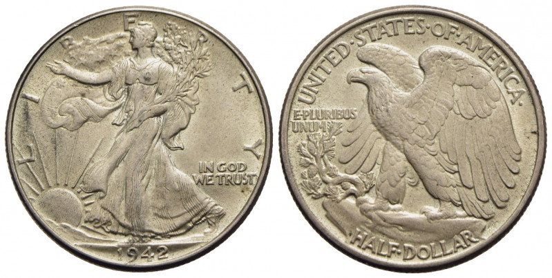 STATI UNITI D'AMERICA. Mezzo dollaro - 1942 - Walking Liberty - AG Kr. 142 - qFD...