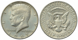STATI UNITI D'AMERICA. Mezzo Dollaro 1967, Liberty. Ar (30mm, 11.39g). Philadelphia. KM 202a. BB+