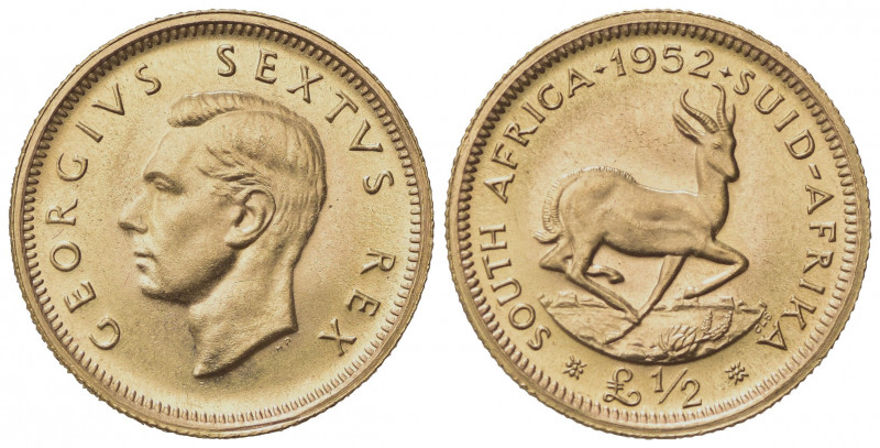 SUD AFRICA. Giorgio VI (1936-1952). 1/2 Pound 1952. Au (19mm, 4.00g). KM 42; Fr....