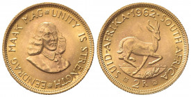 SUD AFRICA. Repubblica. 2 Rand 1962. Au (22mm, 8.05g). KM 64; Fr. 11. qSPL