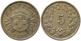 SVIZZERA. 5 Rappen 1877 B. Mi. KM#5. BB