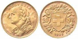SVIZZERA. 20 Franchi 1935. Au (21mm, 6.46g). Berna. KM 35.1; Fr. 499. qSPL