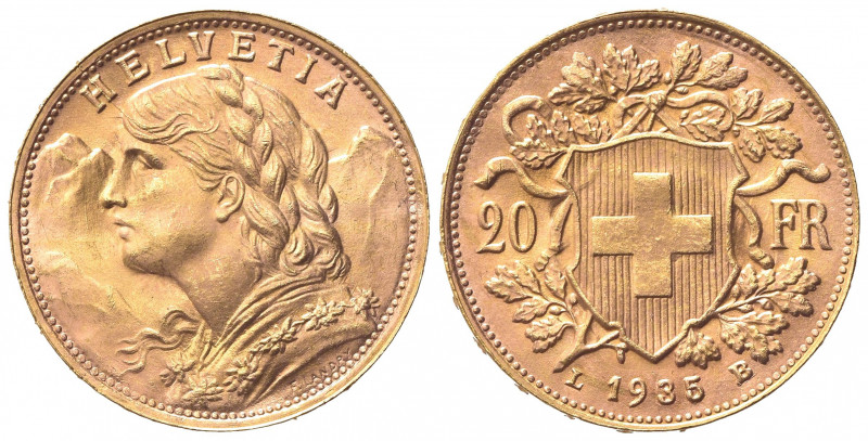 SVIZZERA. 20 Franchi 1935. Au (21mm, 6.46g). Berna. KM 35.1; Fr. 499. BB+