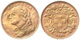SVIZZERA. 20 Franchi 1935. Au (21mm, 6.46g). Berna. KM 35.1; Fr. 499. BB+