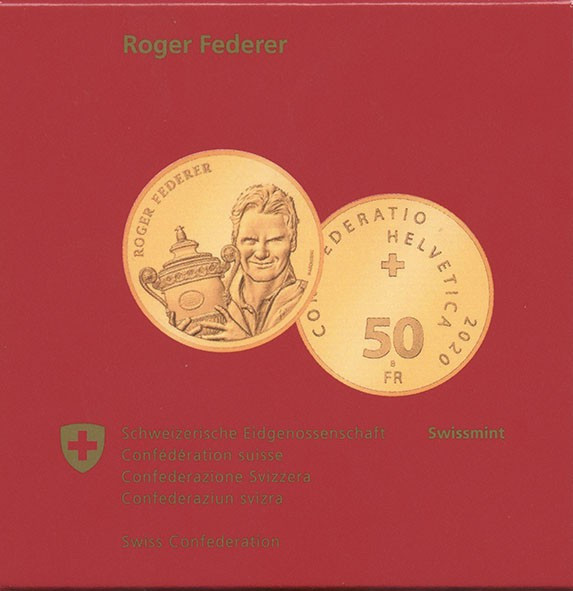 SVIZZERA. Confederazione - 50 Franchi 2020 - Roger Federer AV
FS. (25 mm - 11.29...