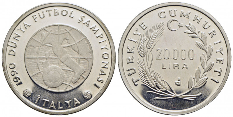 TURCHIA - Repubblica - 20.000 Lire - 1990 - Mondiali di calcio - AG Kr. 992 Proo...