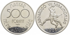 UNGHERIA - Repubblica - 500 Fiorini - 1989 - Mondiali di calcio 1990 - AG Kr. 669 Proof - FDC