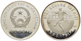VIETNAM - Repubblica - 100 Dong - 1989 - Mondiali di calcio 1990 - AG Kr. 30 Proof - FDC