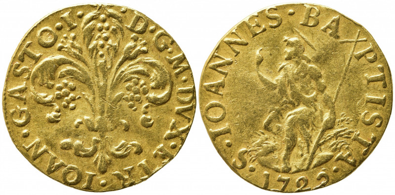 FIRENZE. Giovanni Gastone VII (1723-1737). Fiorino 1729 Au (2,83 g). CNI 17. qSP...