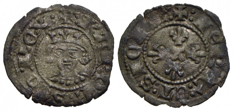 NAPOLI - Carlo II d'Angiò (1285-1309) - Denaro regale - Testa coronata del re di...