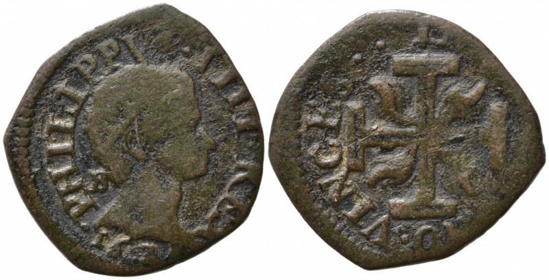 NAPOLI. Filippo IV (1621-1665). 3 cavalli 1625. AE (1.42 g). Magliocca 123 raro....