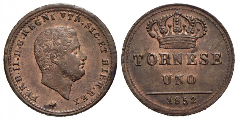 NAPOLI - Ferdinando II di Borbone (1830-1859) - Tornese - 1852 - CU P.R. 293; Mo...