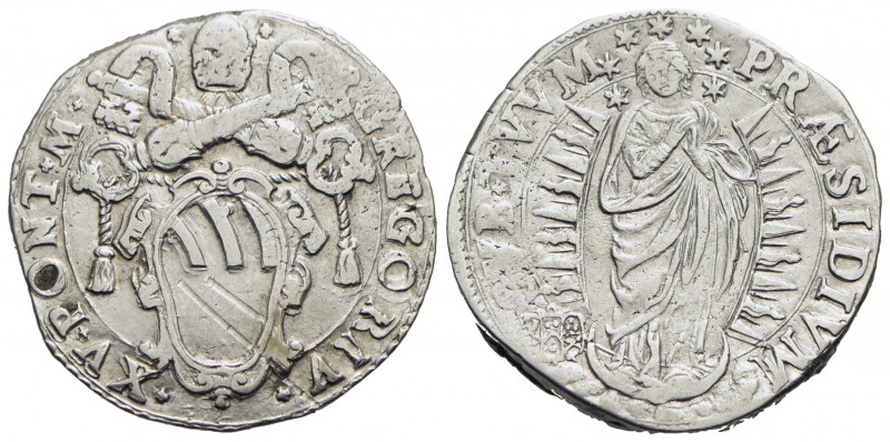 ROMA - Gregorio XV (1621-1623) - Testone - Stemma sormontato da tiara e chiavi d...