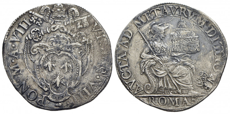 ROMA - Urbano VIII (1623-1644) - Testone - A. VIII - Stemma sormontato da tiara ...