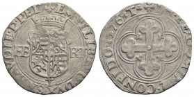 Emanuele Filiberto (1553-1580) - Bianco - 1576 Torino - Scudo inquartato - R/ Croce mauriziana - MI NC MIR 520ac - BB-SPL