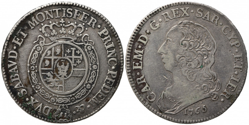 Carlo Emanuele III (1730-1773). Torino. Mezzo Scudo 1765. Ag (17,38 g). MIR 947k...