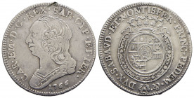Carlo Emanuele III (1730-1773) - Quarto di scudo - 1766 - AG Mont. 202 Segno - BB