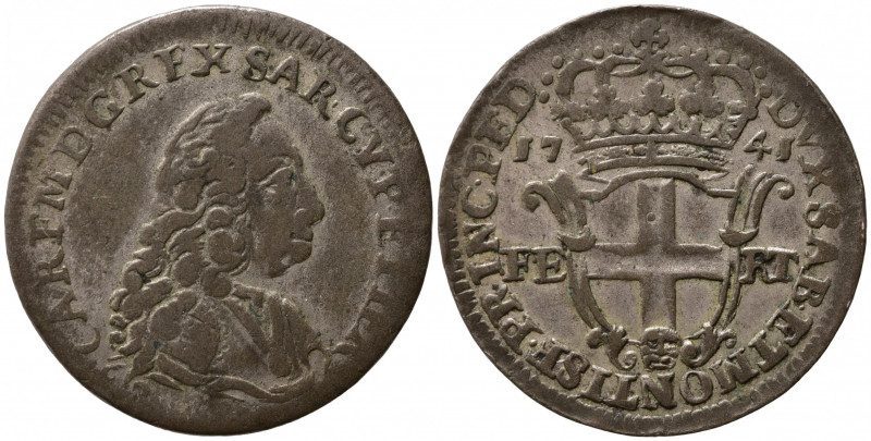 Carlo Emanuele III (1730-1773). Torino. 5 soldi 1741 (II tipo). Mi (4,01 g). MIR...