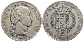 Vittorio Emanuele I (1802-1821) - 5 Lire - 1817 - AG R Pag. 11; Mont. 25 - MB-BB