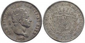 Carlo Felice (1821-1831) - 5 Lire - 1829 G - AG Pag. 76; Mont. 68 Patinata - qSPL