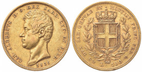 Carlo Alberto (1831-1849). 100 Lire 1836. Au (34mm, 32.22g). Genova. Pagani 142; Gigante 8. BB+