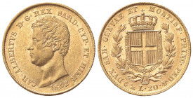 Carlo Alberto (1831-1849). 20 Lire 1842. Au (21mm, 6.45g). Genova. Pagani 194; Gigante 34. BB+