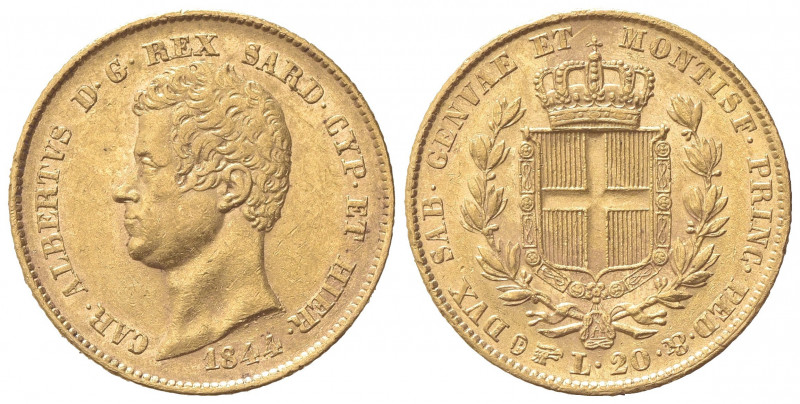 Carlo Alberto (1831-1849). 20 Lire 1844. Au (21mm, 6.46g). Torino. Pagani 199; G...