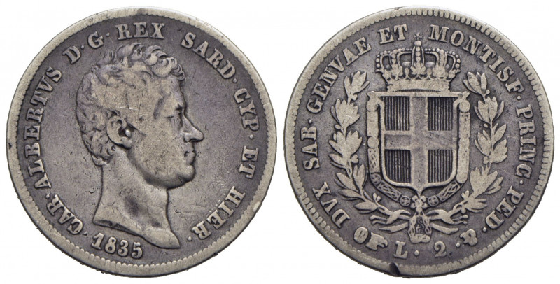 Carlo Alberto (1831-1849) - 2 Lire - 1835 T - AG RRR Pag. 273; Mont. 147 - qBB