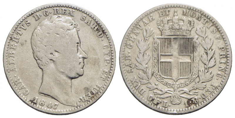 Carlo Alberto (1831-1849) - Lira - 1847 T - AG RR Pag. 312; Mont. 187 - MB