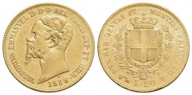 Vittorio Emanuele II (1849-1861) - 20 Lire - 1858 G - (AU g. 6,41) Pag. 352; Mont. 21 - SPL/SPL+