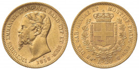 Vittorio Emanuele II (1849-1861). 20 Lire 1858. Au (21mm, 6.45g). Torino. Pagani 353; Gigante 16. BB