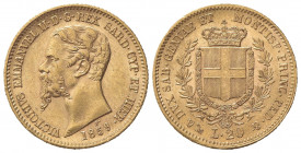 Vittorio Emanuele II (1849-1861). 20 Lire 1859. Au (21mm, 6.47g). Genova. Pagani 354; Gigante 17. BB