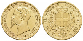 Vittorio Emanuele II (1849-1861) - 20 Lire - 1860 M - (AU g. 6,38) R Pag. 357; Mont. 24 - BB-SPL