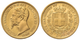 Vittorio Emanuele II (1849-1861). 20 Lire 1860. Au (21mm, 6.43g). Milano. Pagani 357; Gigante 20. BB+