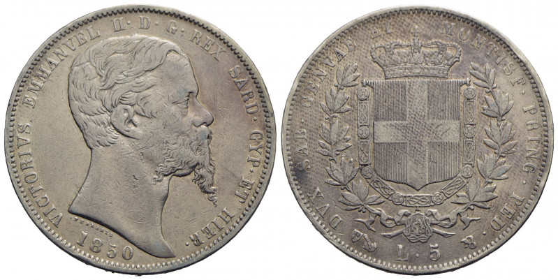 Vittorio Emanuele II (1849-1861) - 5 Lire - 1850 G - AG R Pag. 370; Mont. 41 - B...