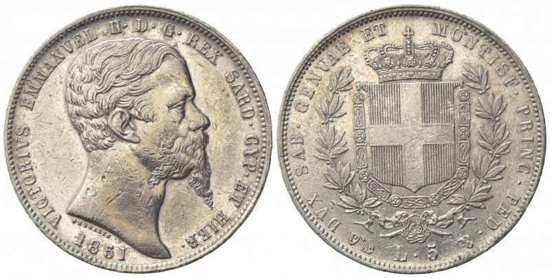 Vittorio Emanuele II (1849-1861). 5 Lire 1851. Ar (37mm, 24.93g). Genova. Pagani...