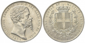 Vittorio Emanuele II (1849-1861). 5 Lire 1854. Ar (37mm, 25.04g). Genova. Pagani 377; Gig.37. qSPL