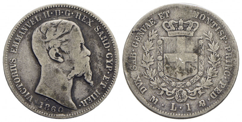 Vittorio Emanuele II (1849-1861) - Lira - 1860 M - AG Pag. 416; Mont. 90 - MB+