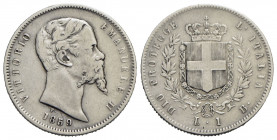 Vittorio Emanuele II Re eletto (1859-1861) - Lira - 1859 B - AG R Pag. 438; Mont. 110 - MB-BB