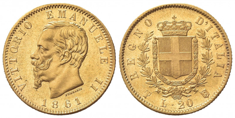 Vittorio Emanuele II (Re d'Italia, 1861-1878). 20 Lire 1861. Au (21mm, 6.47g). T...