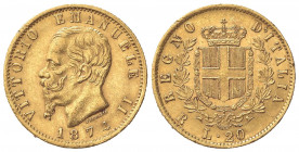 Vittorio Emanuele II (Re d'Italia, 1861-1878). 20 Lire 1874. Au (21mm, 6.47g). Roma. Pagani 471; Gigante 21. BB+