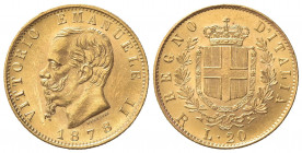 Vittorio Emanuele II (Re d'Italia, 1861-1878). 20 Lire 1878. Au (21mm, 6.48g). Roma. Pagani 475; Gigante 25. qSPL