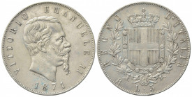 Vittorio Emanuele II (Re d'Italia, 1861-1878). 5 Lire 1871. Ar (37mm, 25.00g). Roma. Pagani 493; Gigante 43. BB+