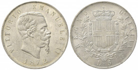 Vittorio Emanuele II (Re d'Italia, 1861-1878). 5 Lire 1872. Ar (37mm, 25.08g). Milano. Pagani 494; Gigante 44. BB