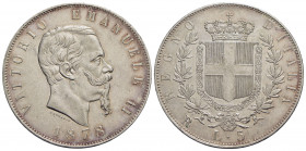 Vittorio Emanuele II Re d'Italia (1861-1878) - 5 Lire - 1878 R - AG Pag. 503; Mont. 191 Segnetto - Fondi lucenti - FDC