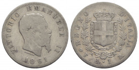 Vittorio Emanuele II Re d'Italia (1861-1878) - Lira - 1861 F Stemma - AG R Pag. 510; Mont. 200 - B/MB