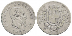Vittorio Emanuele II Re d'Italia (1861-1878) - Lira - 1862 N Stemma - AG R Pag. 512; Mont. 202 Con cartellino del collezionista - MB-BB