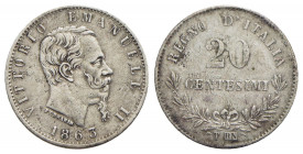 Vittorio Emanuele II Re d'Italia (1861-1878) - 20 Centesimi - 1863 T Valore - AG Pag. 536; Mont. 224 - BB-SPL